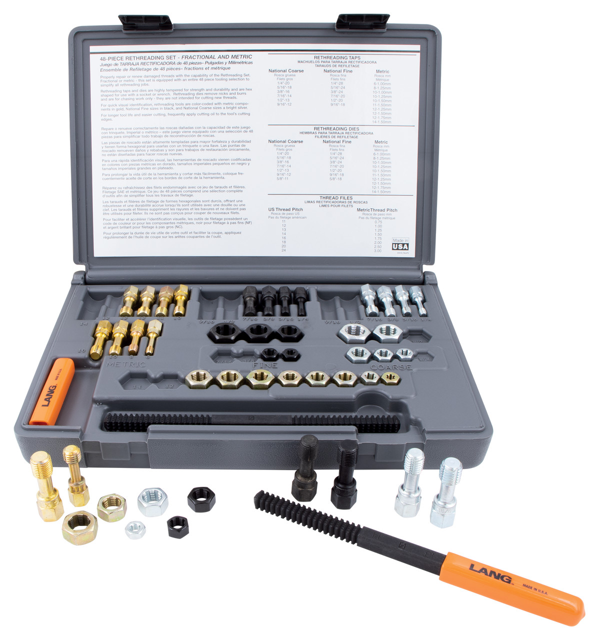 Lang Tools 971 48 piece SAE & Metric Thread Restorer Set