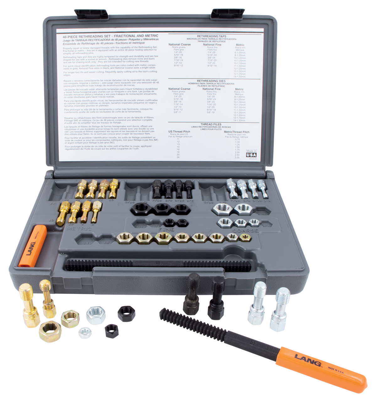 Lang Tools 971 48 piece SAE & Metric Thread Restorer Set