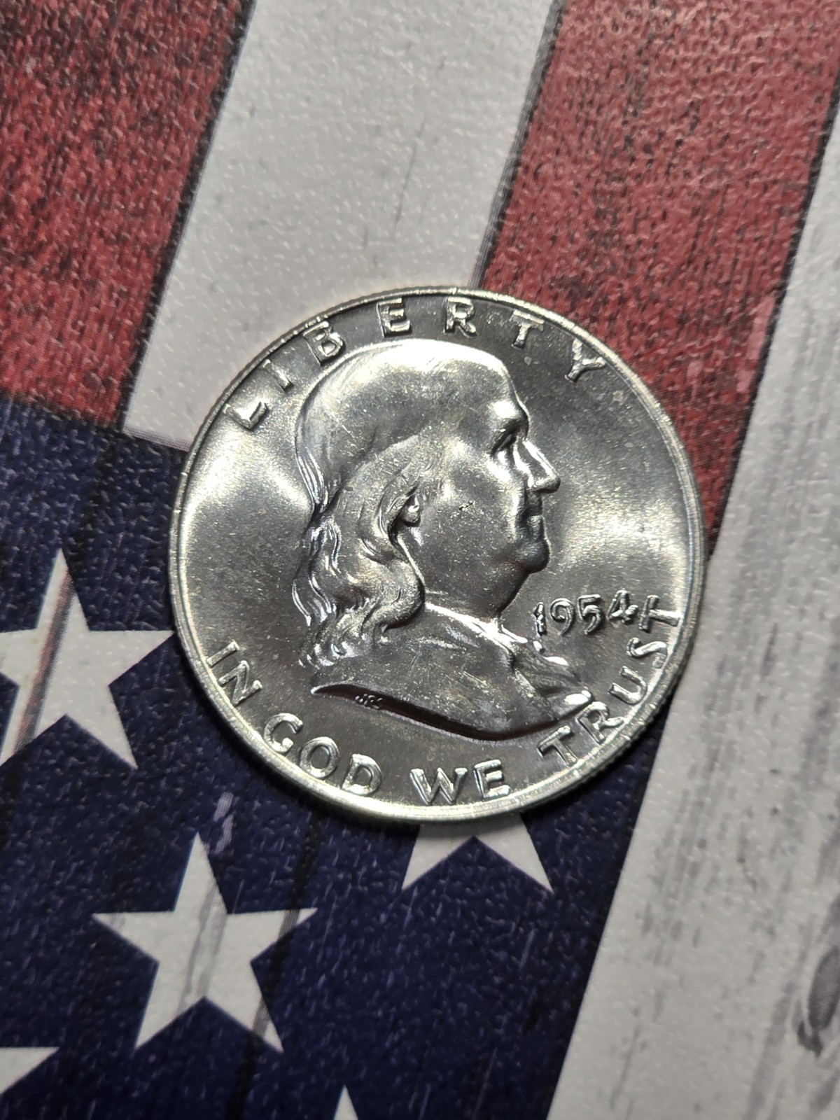 1954 D Franklin Half Dollar -HIGHLY LUSTROUS BU  "FREE SHIPPING"