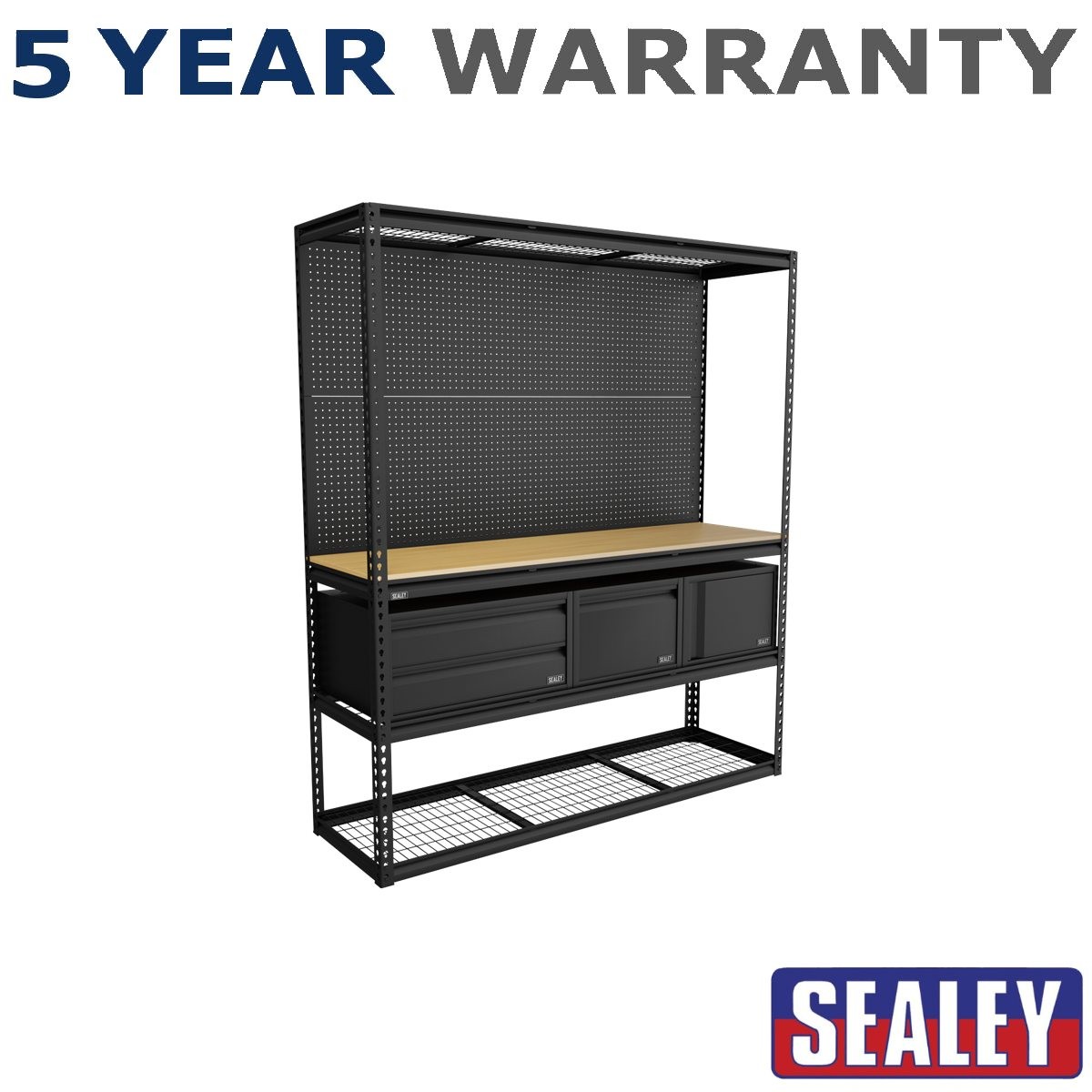 Sealey Heavy-Duty Modular Workbench & Racking Kit with 3 Storage Units