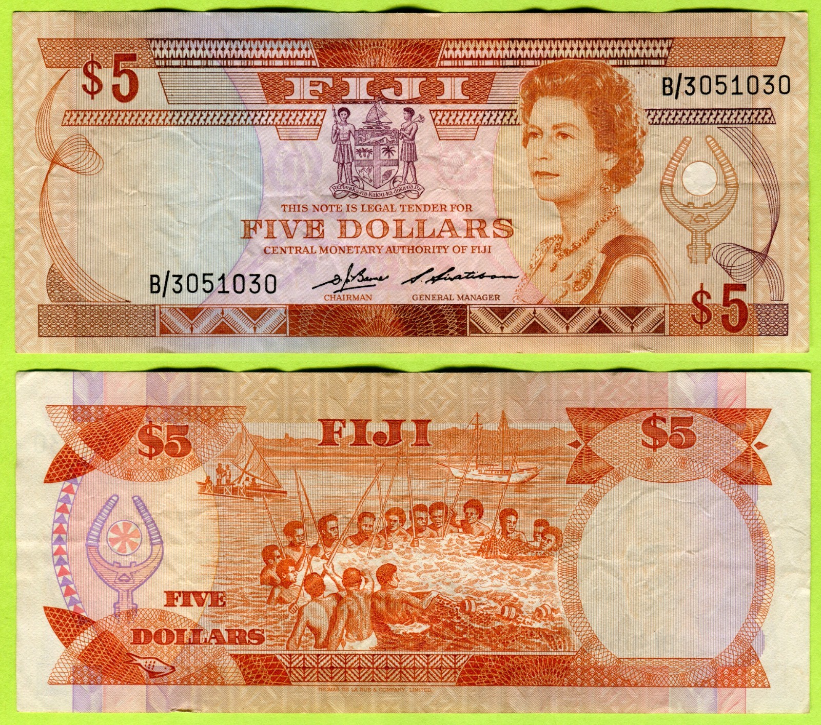 Fiji 5 Dollars ND(1986) P83 VF+ #051030