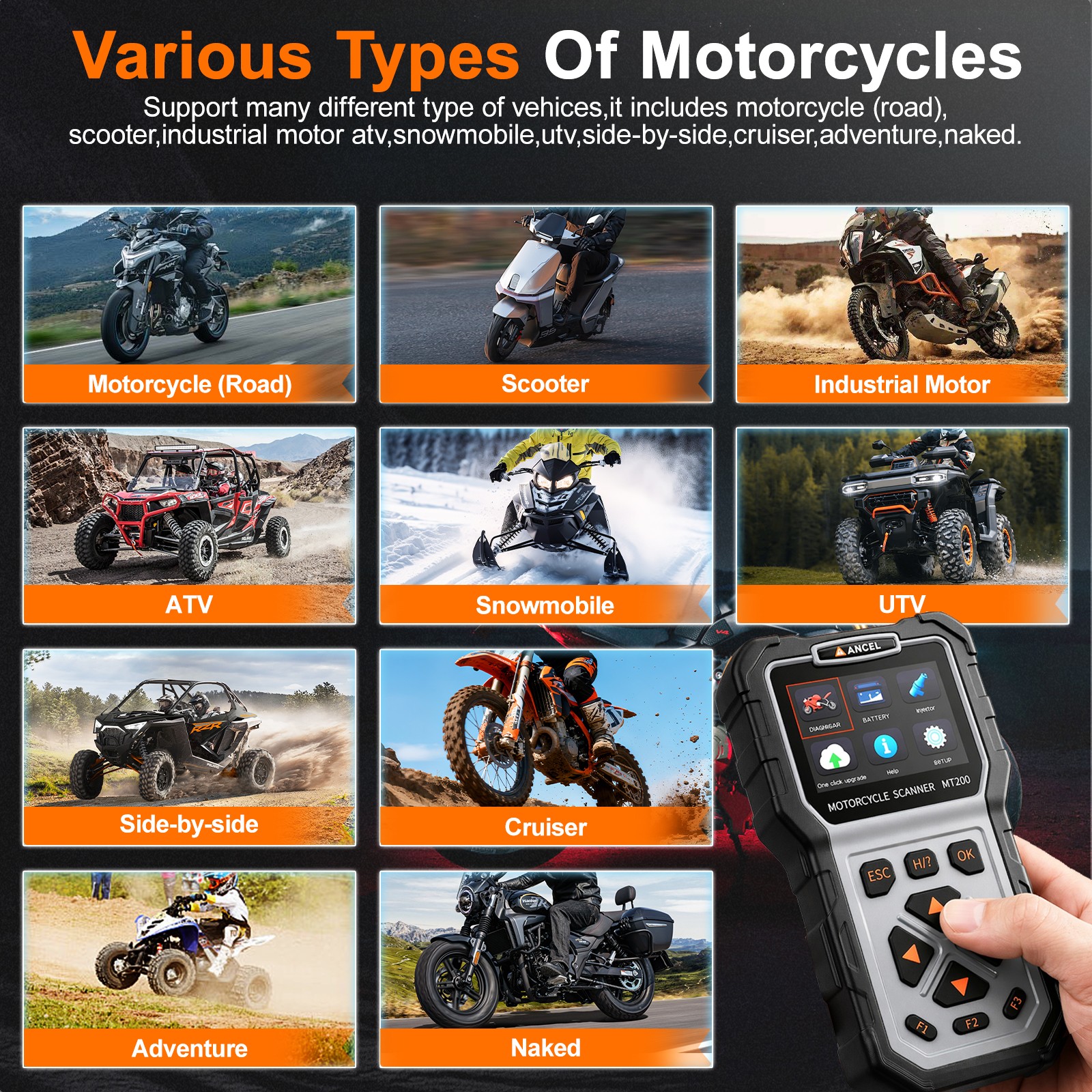 MT200 Motorcycle Scanner OBD2 Code Reader ABS Diagnostic Tool Fit For KAWASAKI