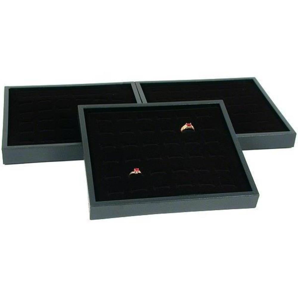 3 36 Slot Black Ring Display Tray 7 3/4" x 6 3/4"