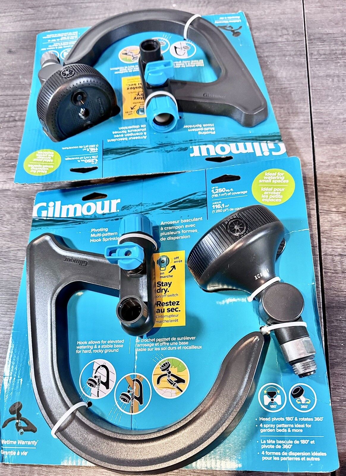 Gilmour Pivoting Multi-pattern Sprinkler Hook with on and off Switch Lot Of 2!!
