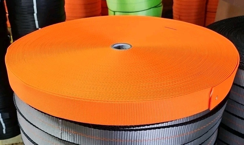 275' Roll of 1-23/32" Honeywell Titan Orange Tie Down Webbing - 15 Avail!  NEW!