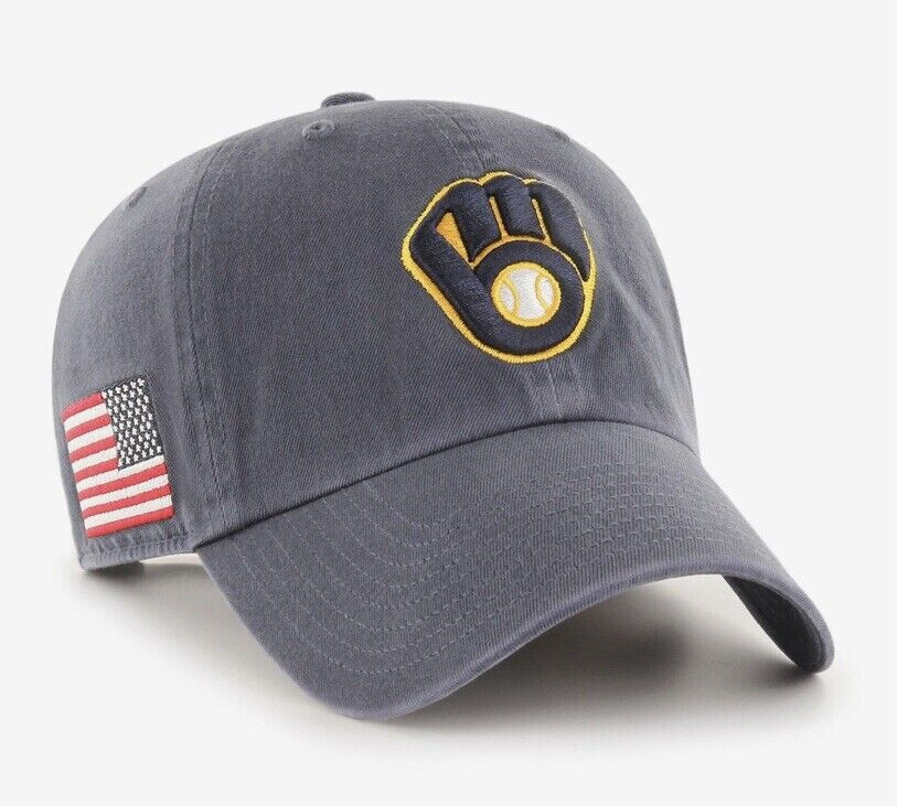 Milwaukee Brewers '47 Brand USA Flag Mens Vintage Navy Clean Up Adjustable Hat