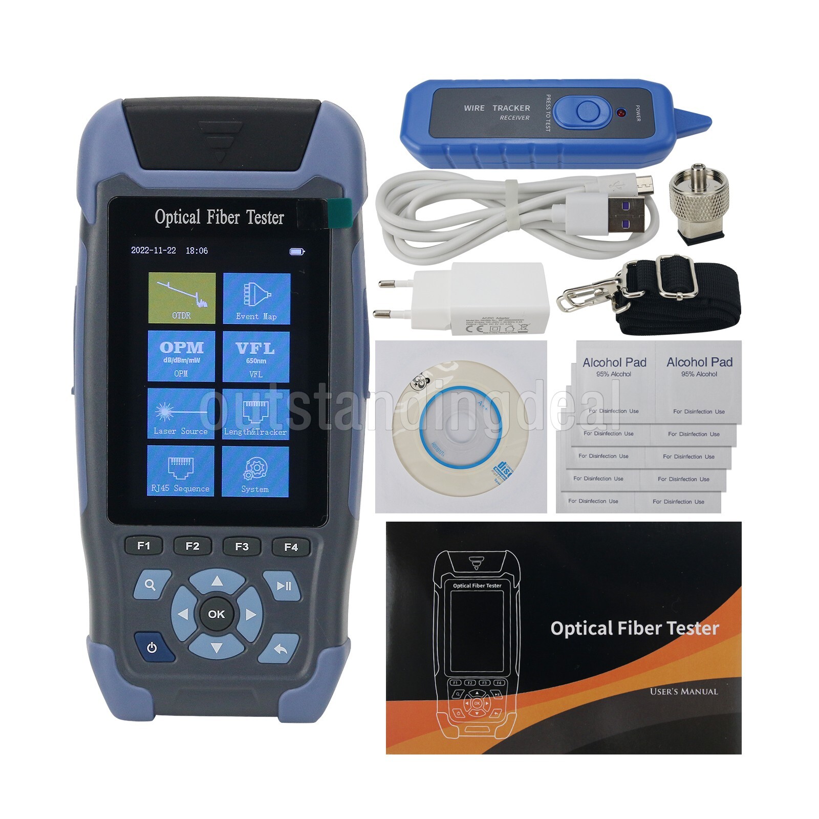 900D OTDR Optical Fiber Tester Optical Time Domain Reflectometer 800NM-1700NM-