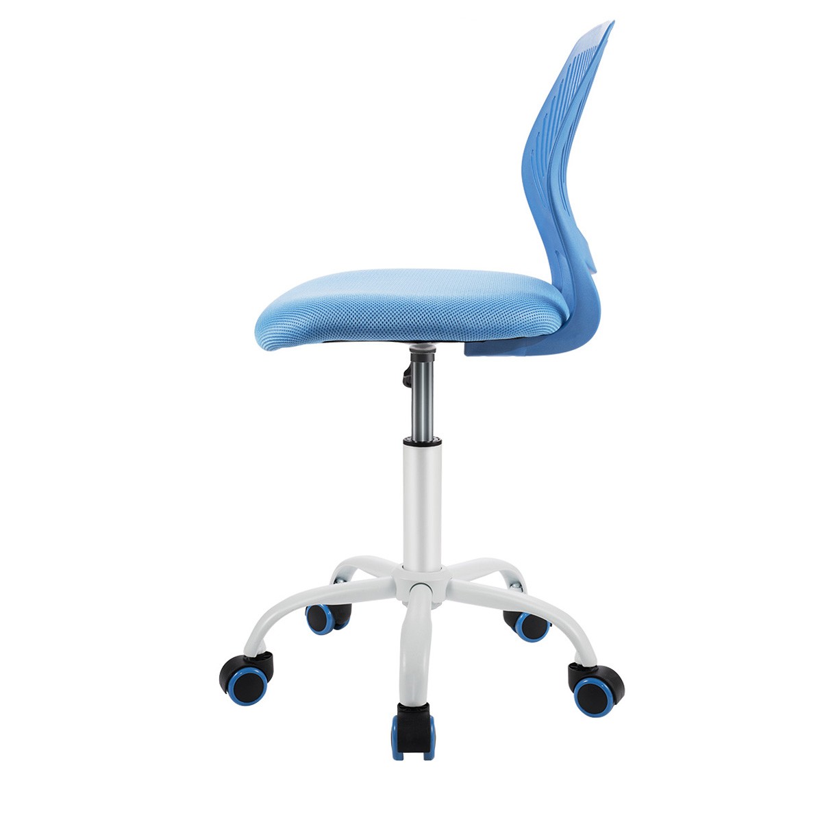 Office Task Desk Armless Chair Adjustable Mid Back Swivel Study Chair Blue