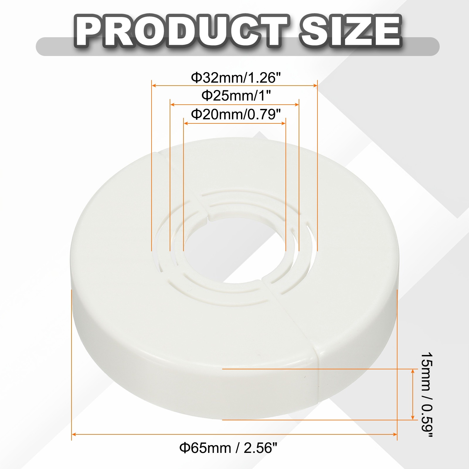 4pcs Wall Split Flange 0.59" Plastic Round Split Flange Pipe Cover, White