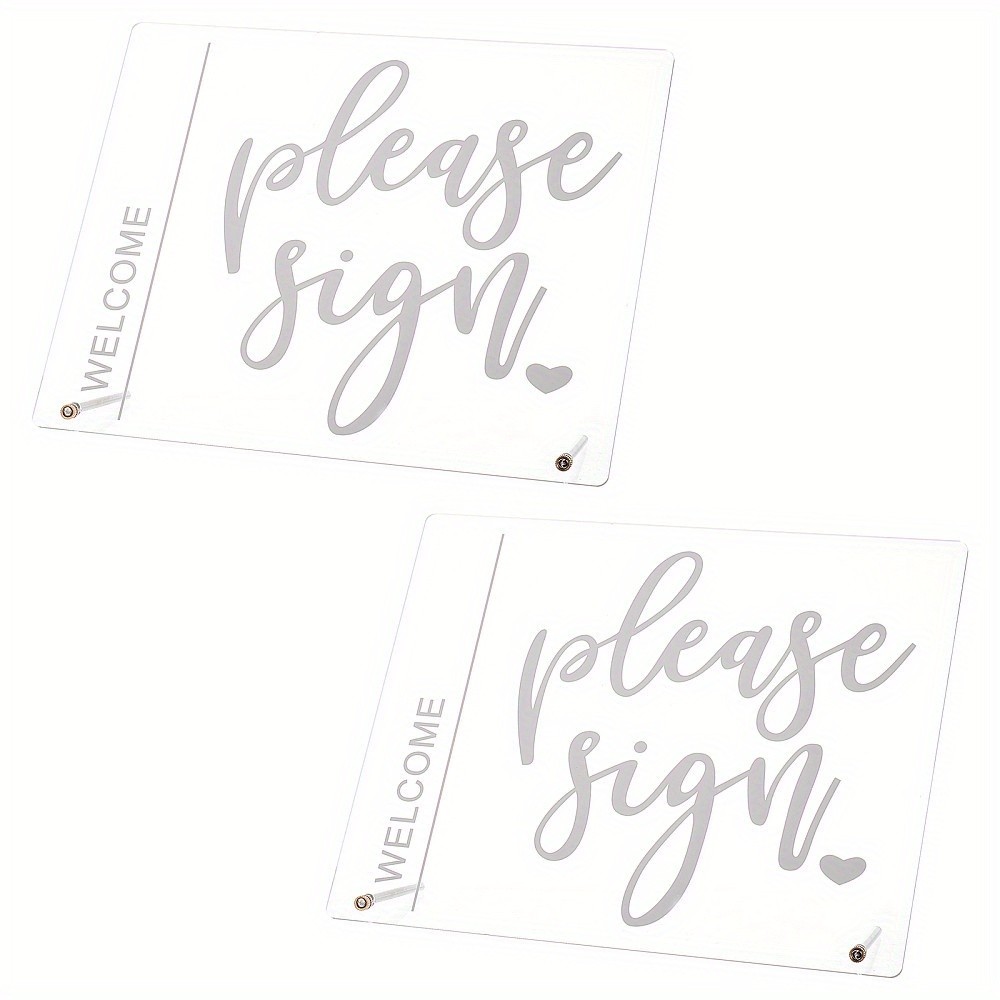 1bag 2pcs Acrylic Wedding Guestbook Table Sign 15.5x15cm Rustic Wedding Display