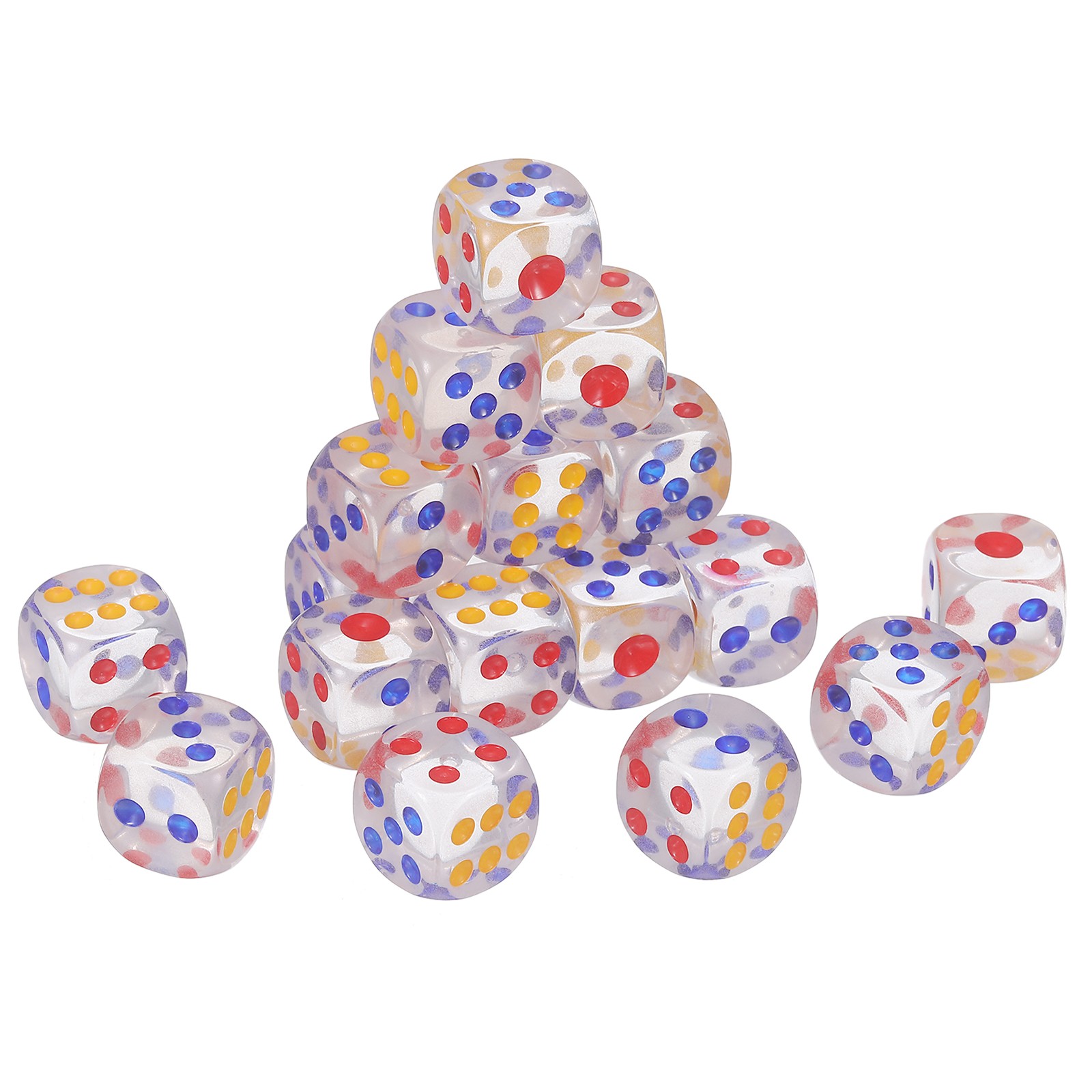 20Pcs 6 Sided Acrylic Dice, 16mm/0.63" Rounded Corner Dice, Transparent