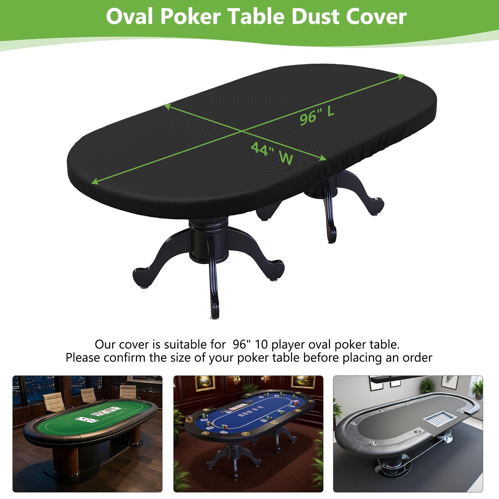 Oval Poker Table Dust Cover ,420D Waterproof Game Table Cover with Drawstring...