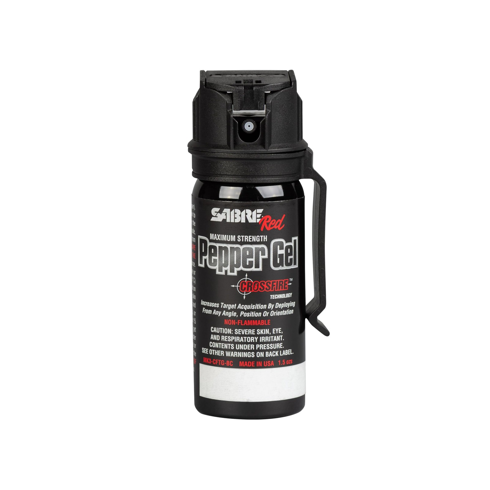 SABRE Crossfire Pepper Gel, Deploys At Any 1.5 Fluid Ounces, Black Gel