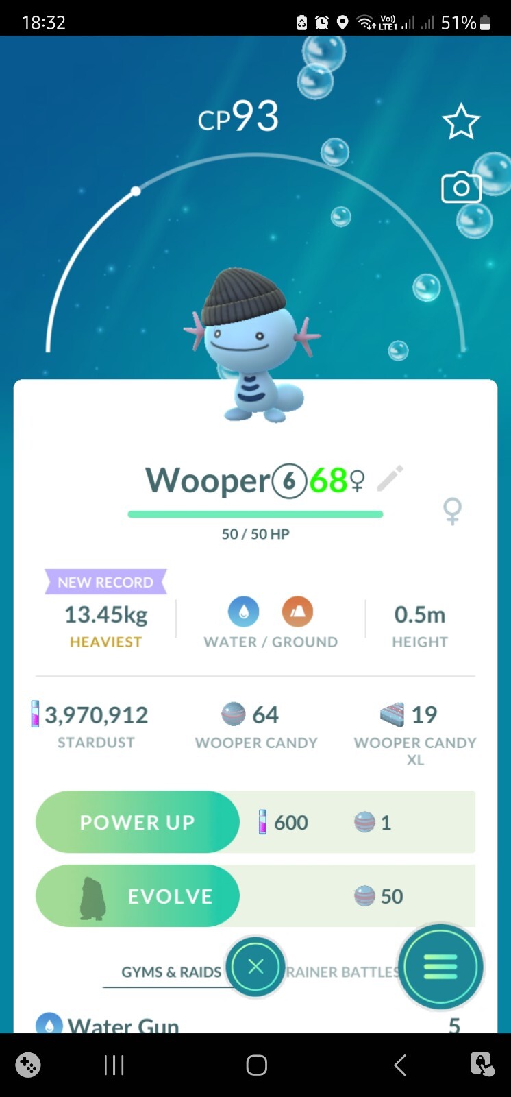 Fashionable Wooper Pokemon Fast Same Day Go