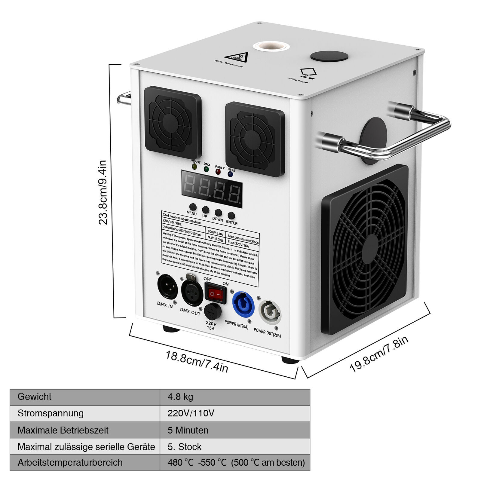 Cold Spark Machine 700W Stage Effect DMX Control Firework 3 Gears Party Wedding