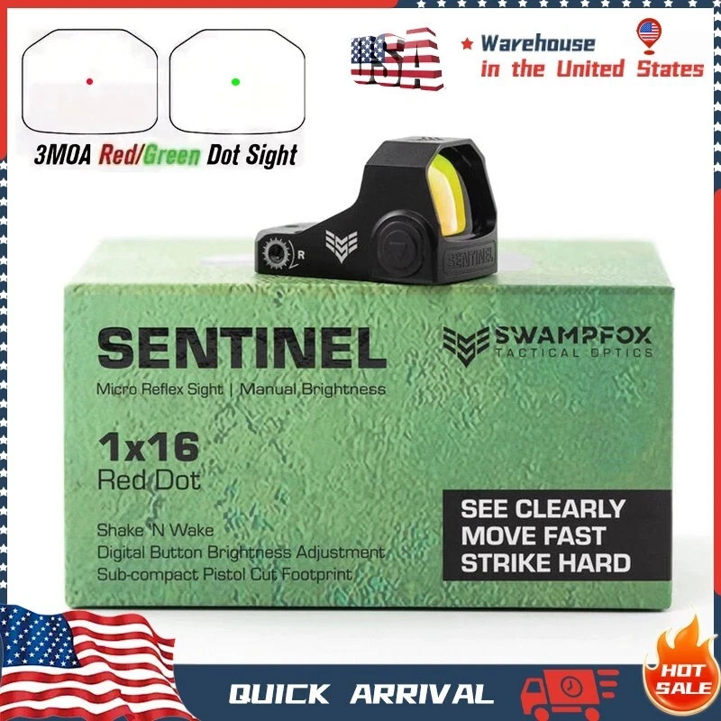 Swampfox Sentinel 1x16mm 3MOA RMSc Micro Reflex Green/Red DOT Sight SNL00116