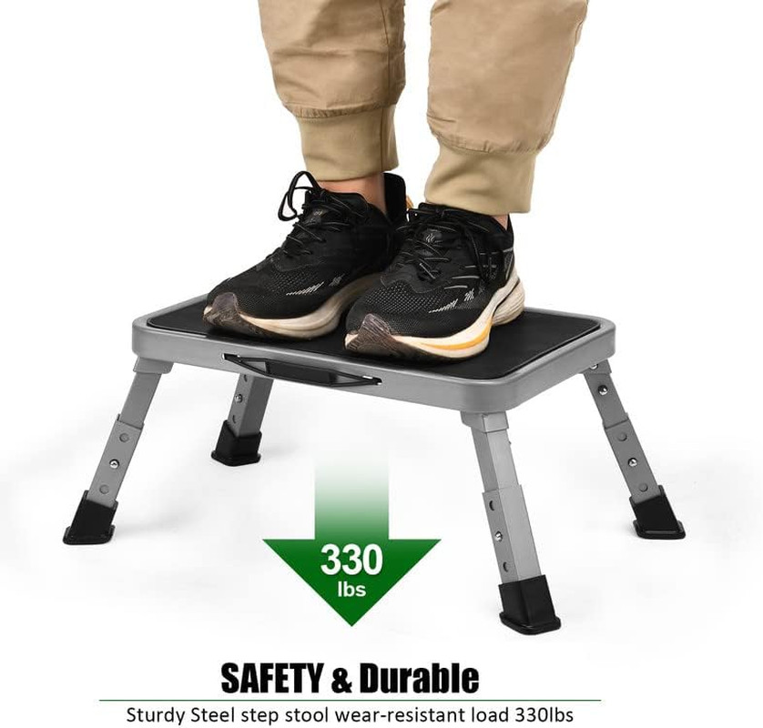 Jocauto Foldable Step Stool, Adjustable Step Stool with a Non-Slip Platform, Ste