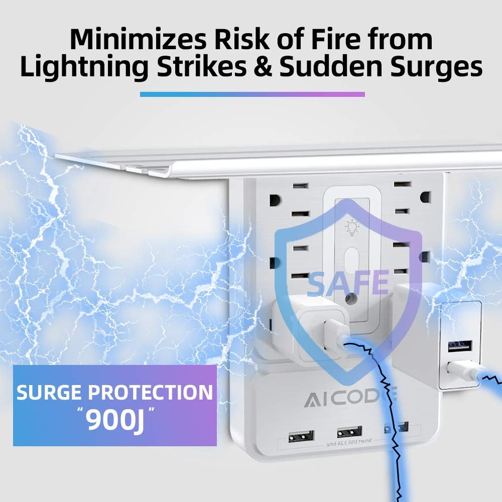 Socket Outlet Shelfwall Outlet Surge Protector6 Electrical Outlet Splitter With