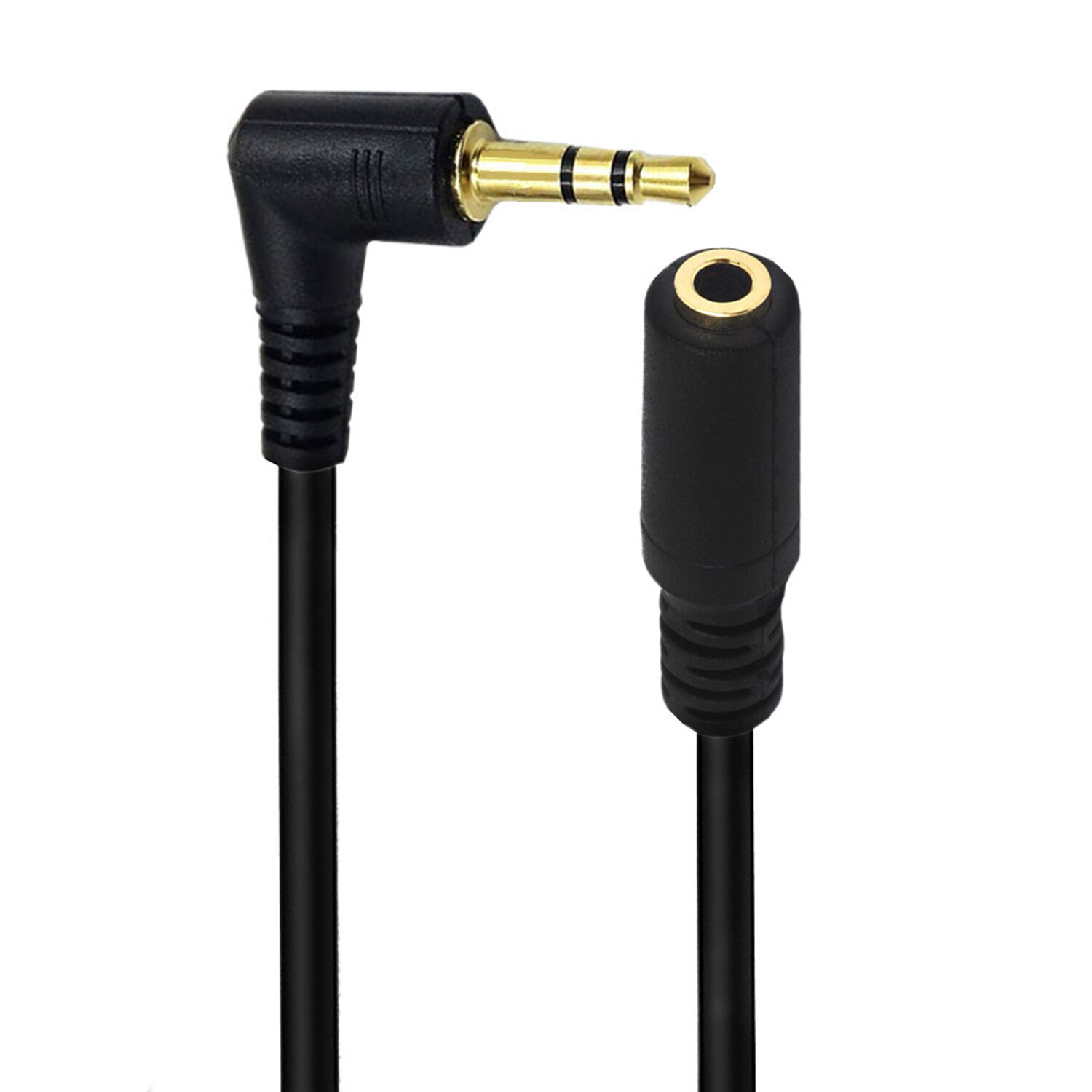 3.5mm 3 Pole Right Angle TRS Audio Stereo Male To Female Extension Adapter Cable
