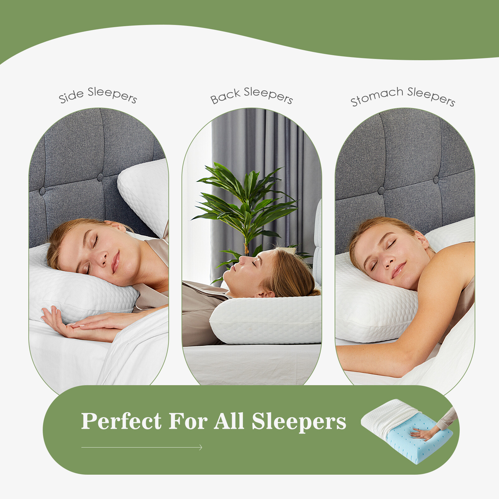 24" x 16" Size Memory Foam Pillow Side Sleeper, Removable Machine Washable Cover