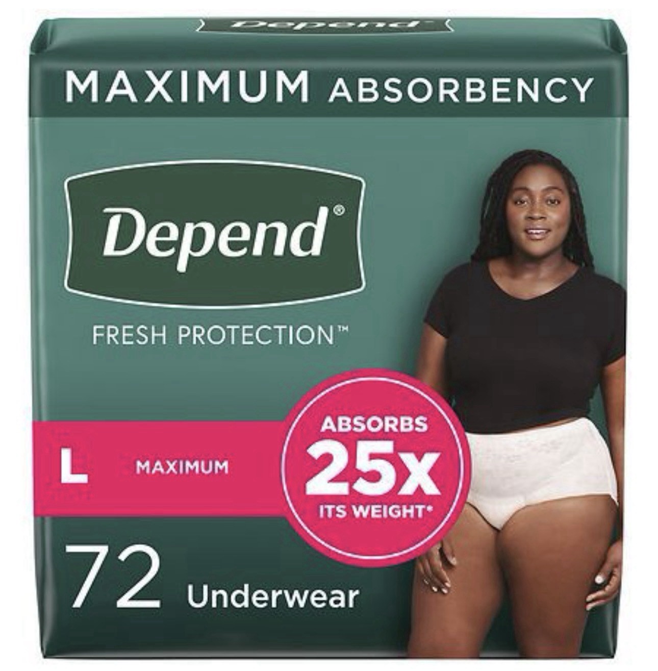 Depend Fresh Protection Adult Incontinence Underwear for Women 72 Count L