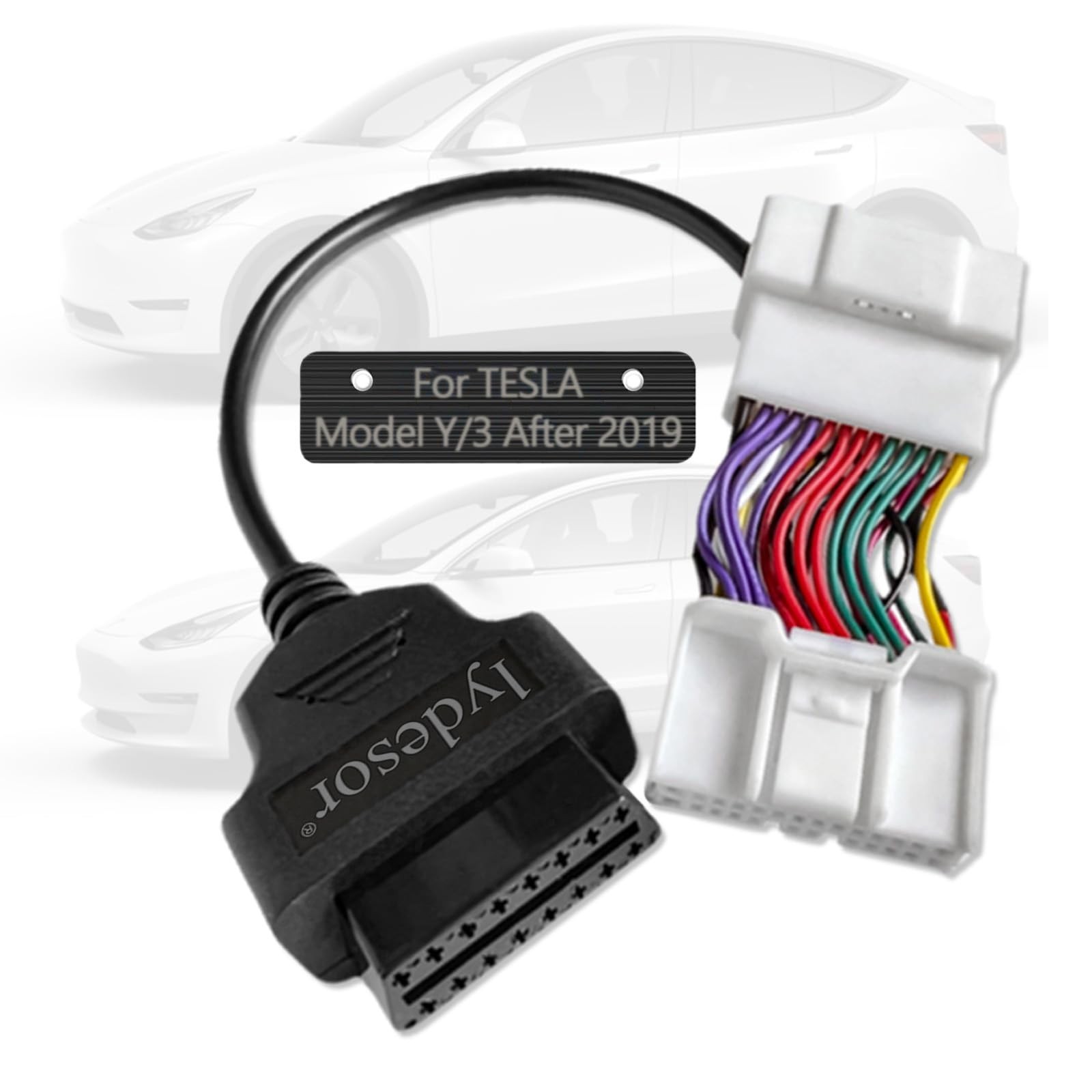 OBD2 Adapter for Tesla Model 3/Y, 26 Pin to 16 Pin OBD Diagnostic Cable Conne...