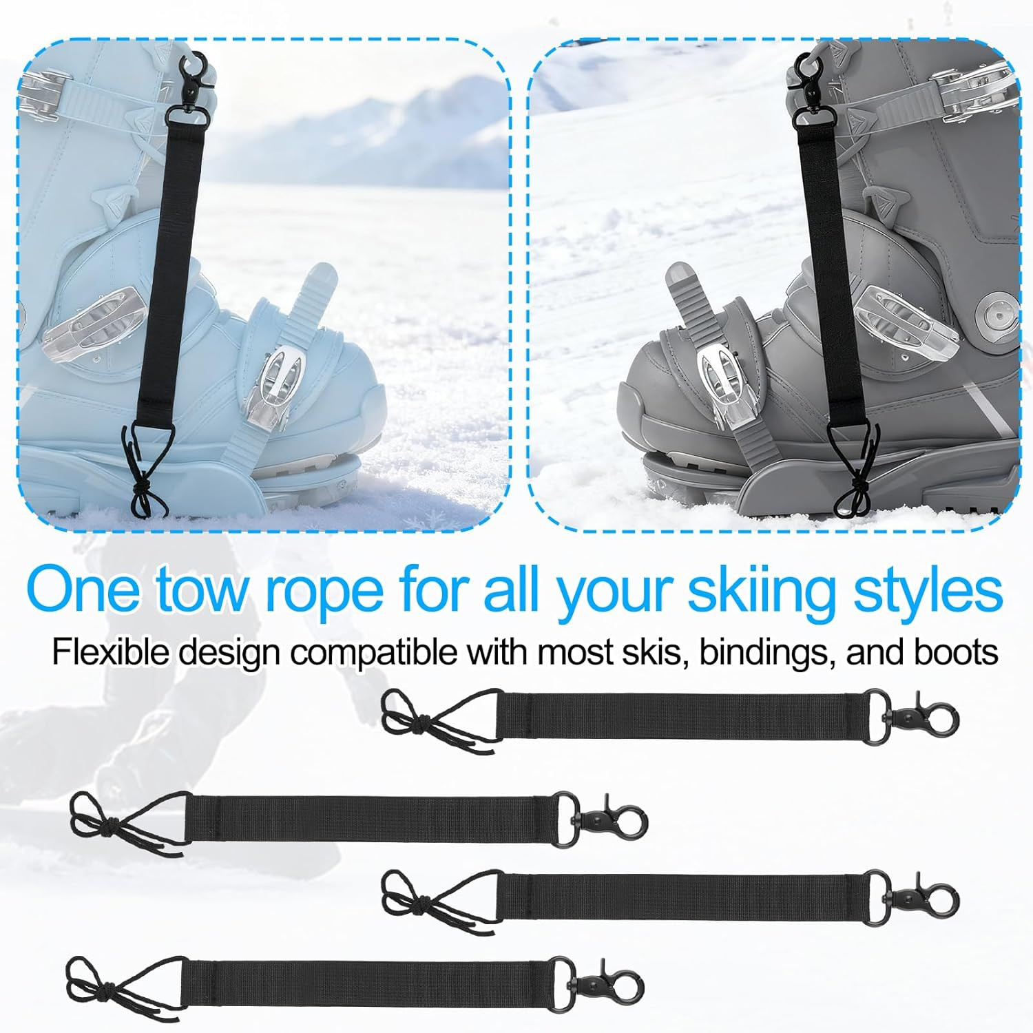 4Pcs Snowboard Short Leash with Key Ring, 25Cm/9.84In Polyester Ski Leash Safety