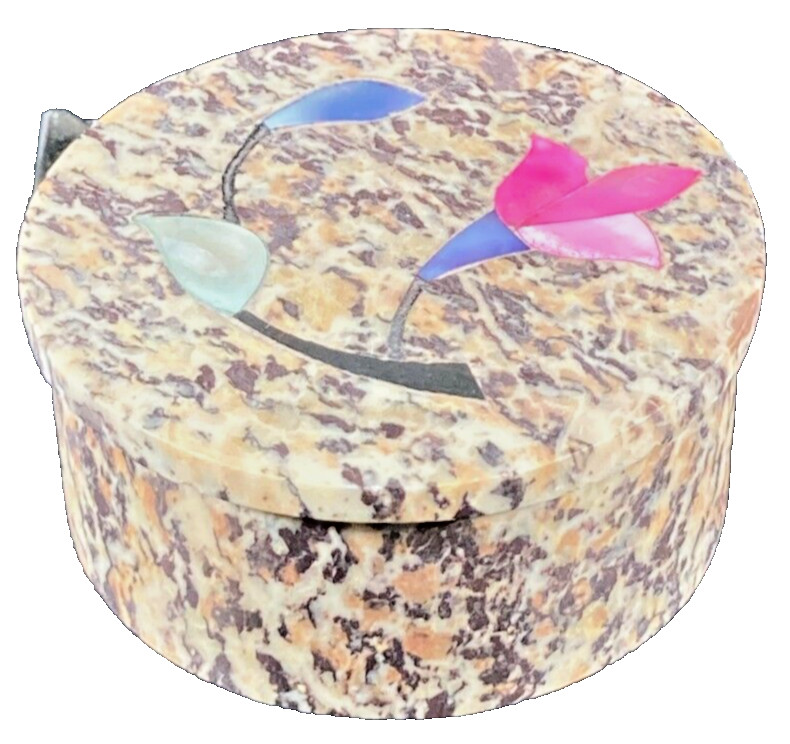 Stone Inlaid Flower Candle Holder