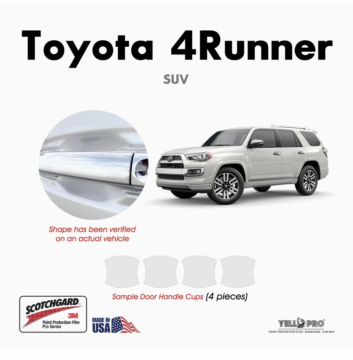 YelloPro Door Handle Bra Cup Paint Protection Kit for Select Toyota 4Runner SUV