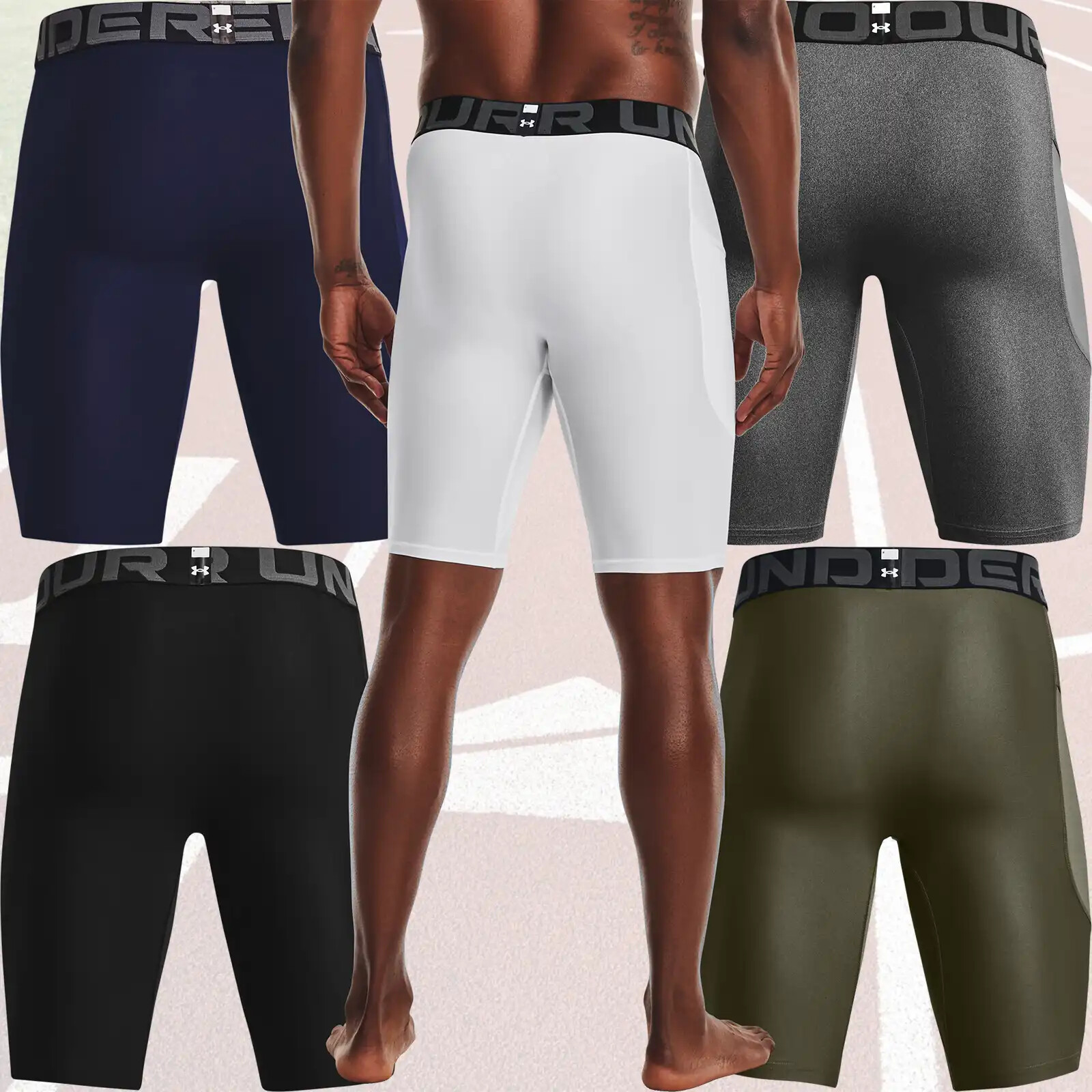 Under Armour Mens HeatGear Pocket Long Compression Shorts 1361602 Free Shipping