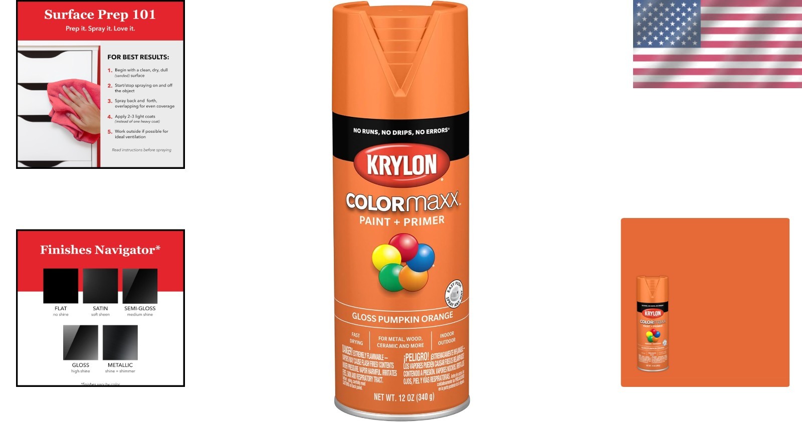 Fast-Drying 12 Oz Gloss Pumpkin Orange Spray Paint - Perfect for DIY Projects