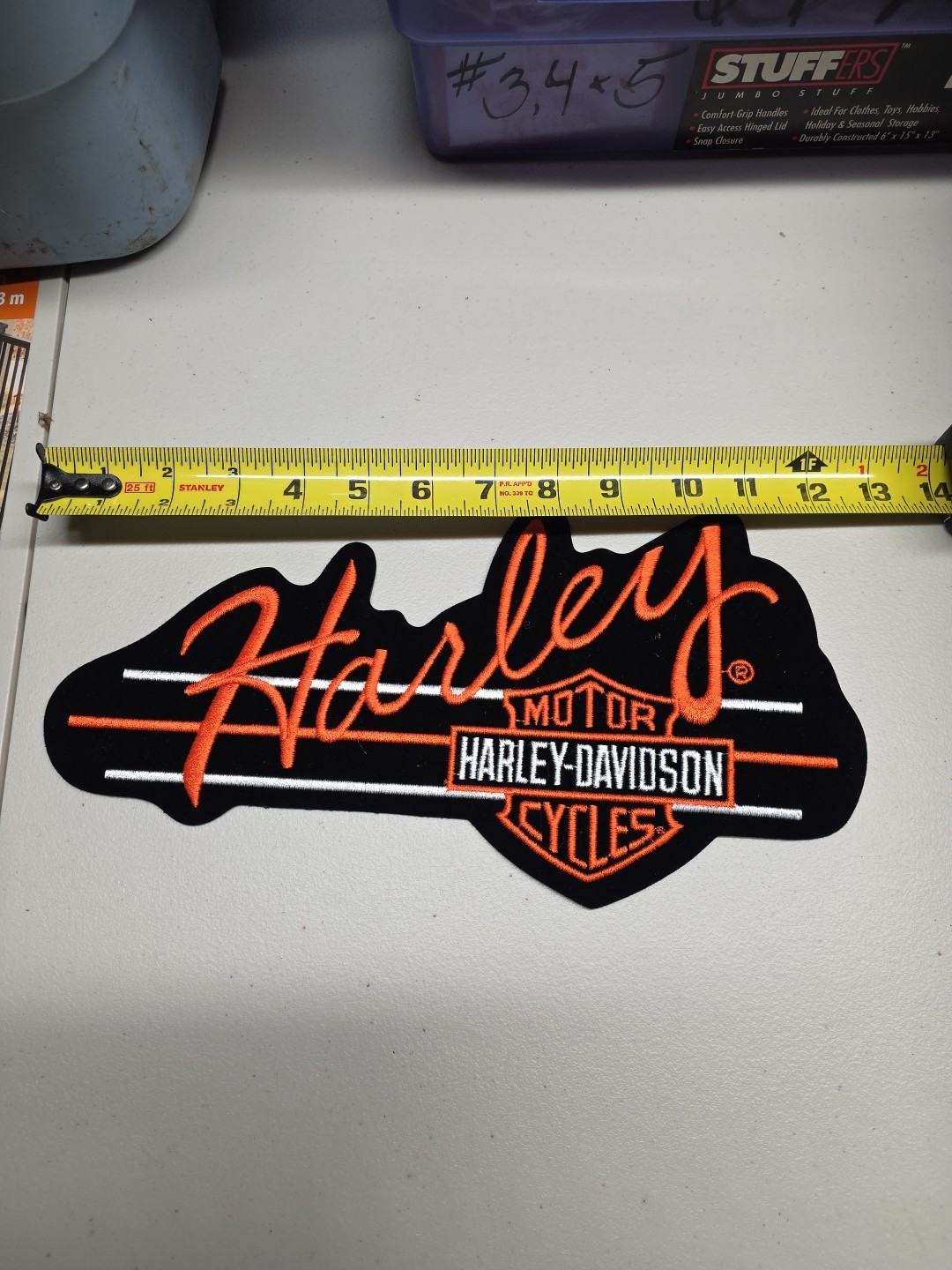 PATCH Harley Davidson Motorcycles NEW Large Shield Orange on Black