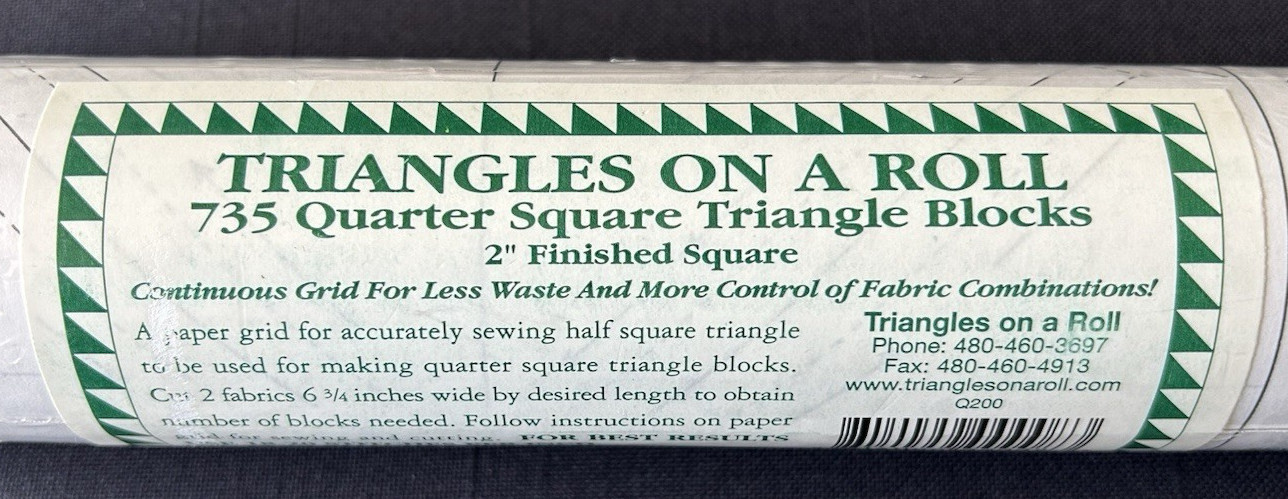 Quilting TRIANGLES ON A ROLL 735 Quarter Square Triangle Blocks 2” Finished NOS
