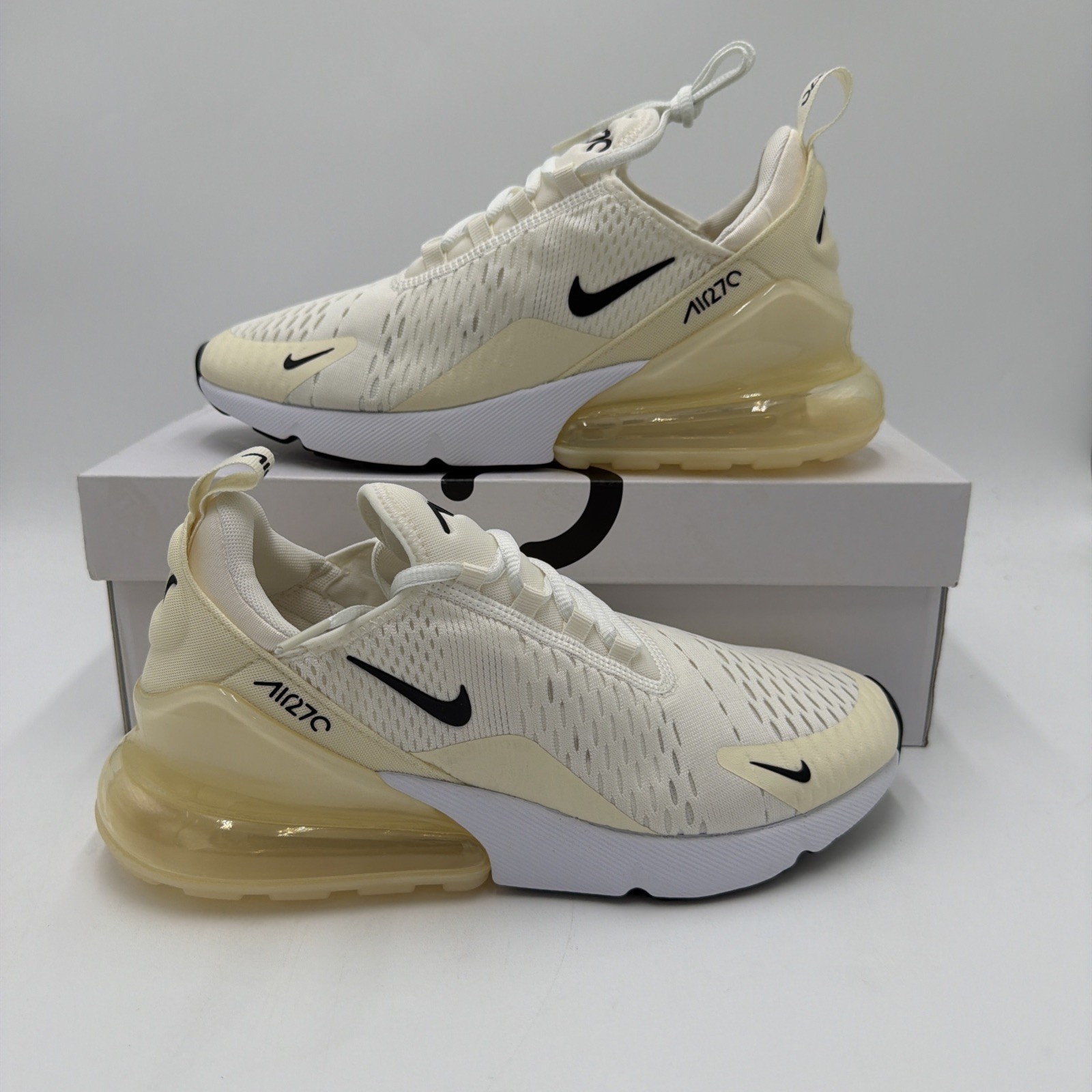 Nike Air Max 270 Coconut Milk Black Womens Size 7.5 NWB AH6789-124 New Sneakers