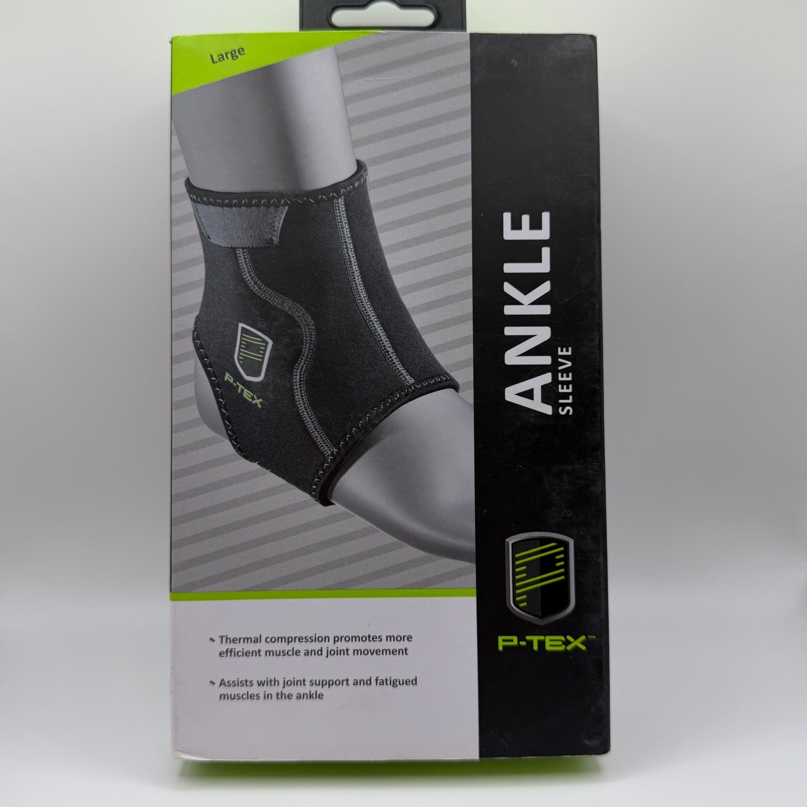 P-TEX Ankle Sleeve Large Black Thermal Compression Support P-TEXA100