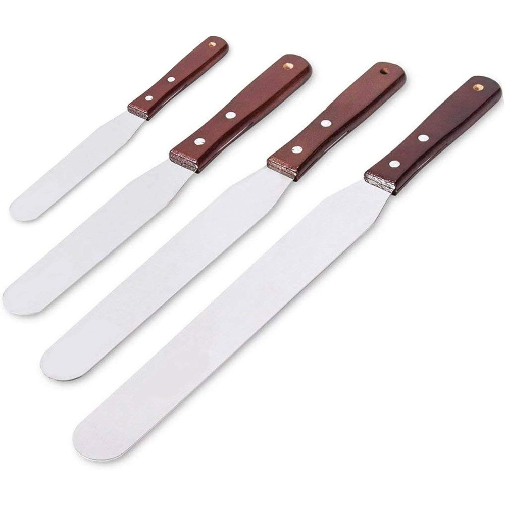 Straight Cake Icing Spatula Set 4 Sizes 4 6 8 10 Inch Professional Stainless