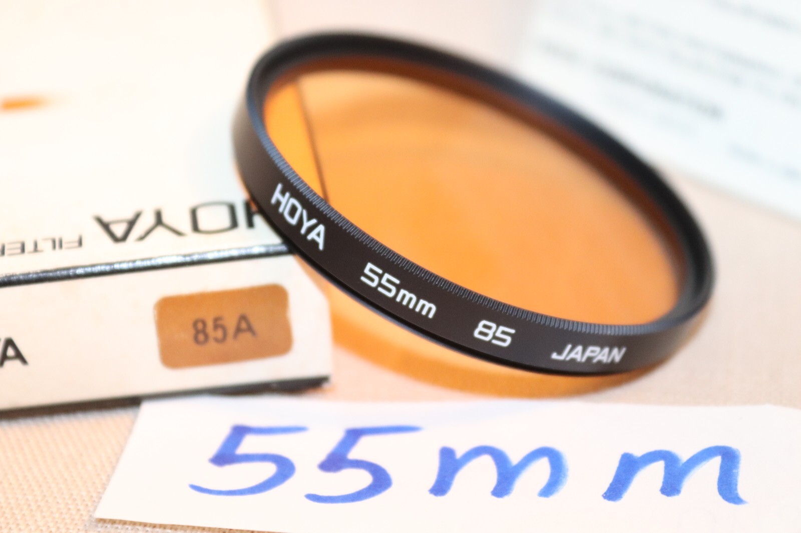 New Vtg HOYA 55mm 85A Warm FILTER Japan 55mm 85A Conversion/Light Balance - MINT