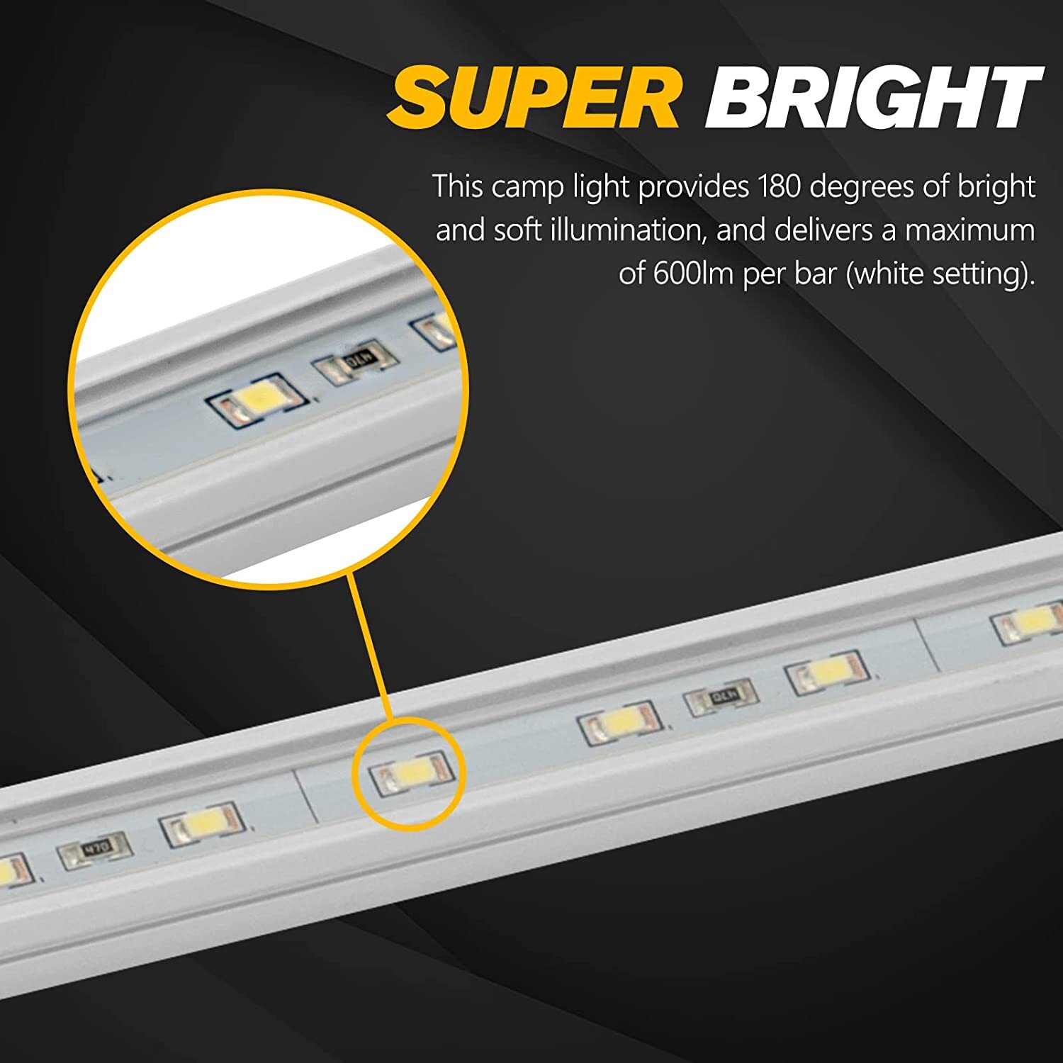 12V LED Interior Light Bar Aluminum Rigid String Lights with Dimmer Switch Water