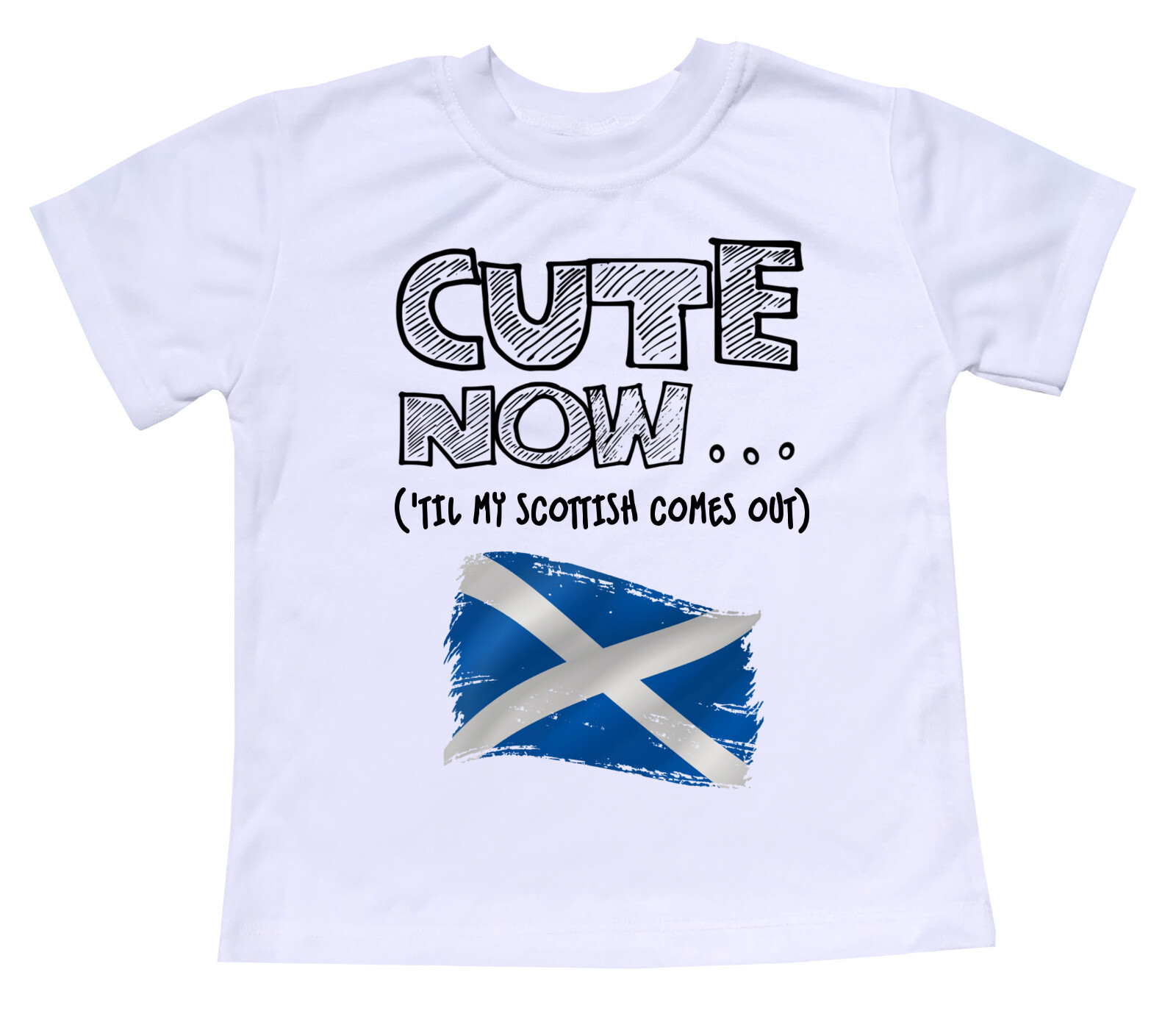 Cute Now... 'Til My Scottish Comes Out Toddler Kids Scotland Flag T-shirt Top