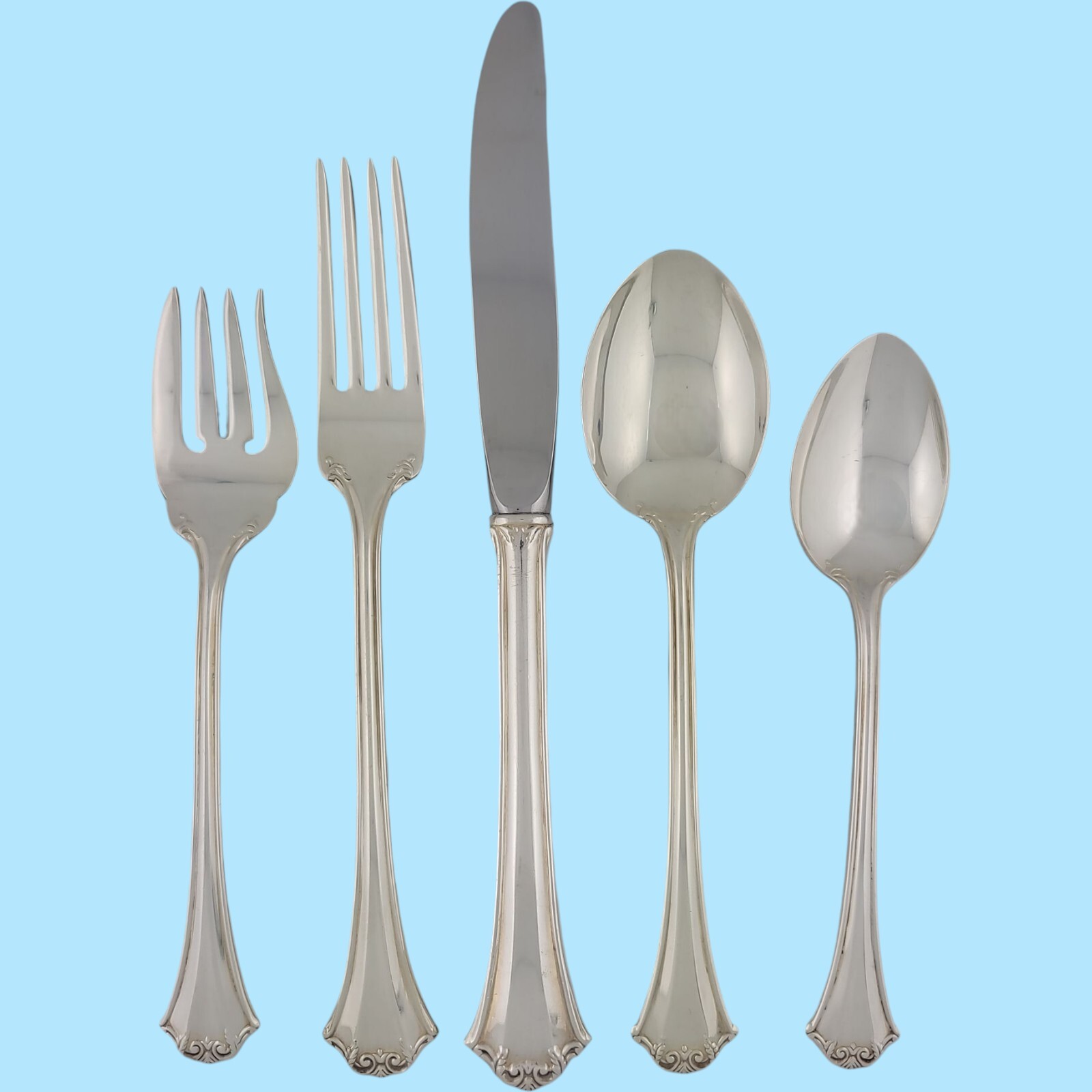 Silverplate REED & BARTON Forks Spoons Knives FRENCH CHIPPENDALE ~no mono