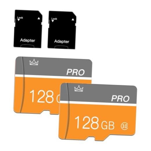 128GB Micro Memory Card,TF Card with Adapter Class 10 High 128GB-2PACK Yellow