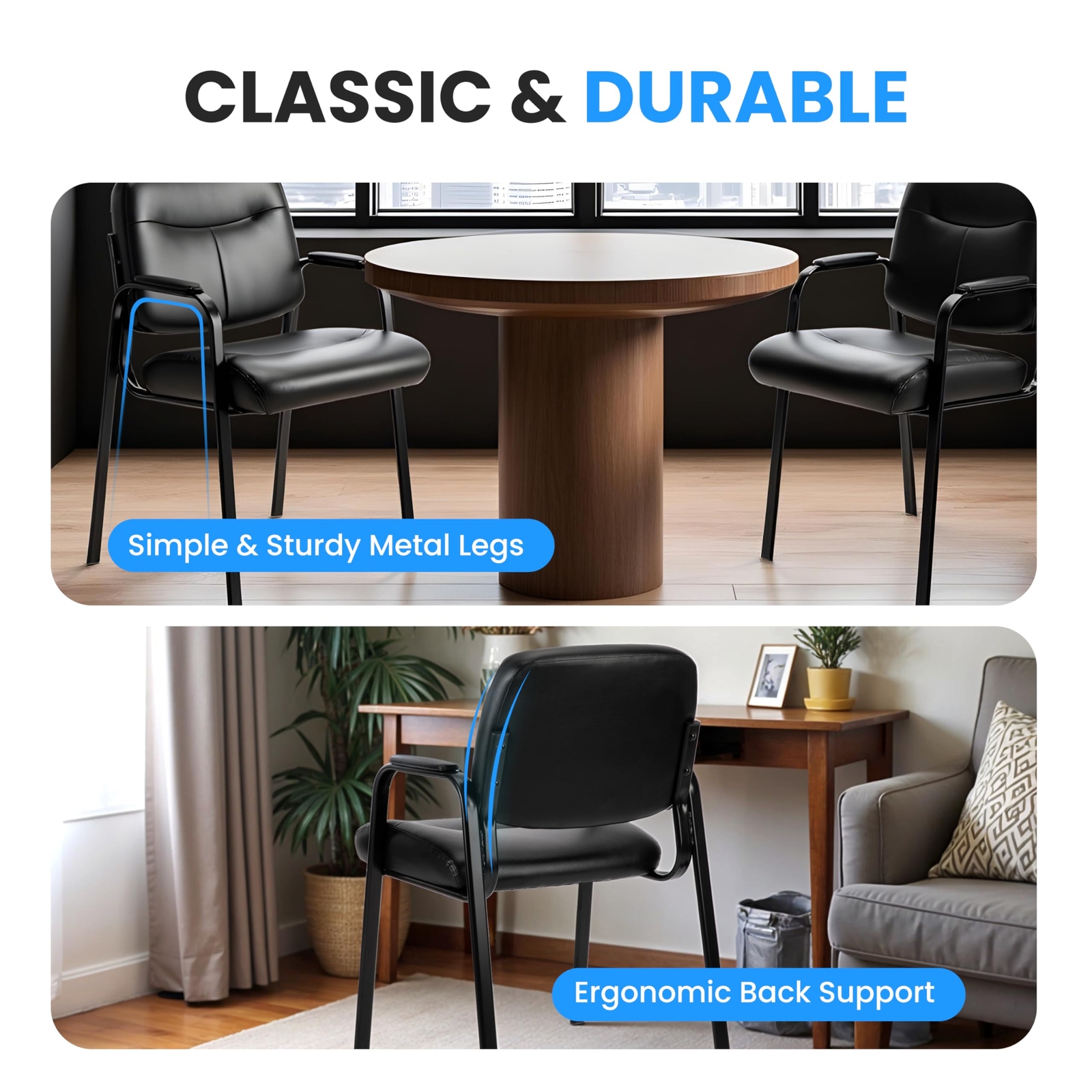 Luxury 2-Pack Leather Reception Chairs for Conference & Lobby Areas