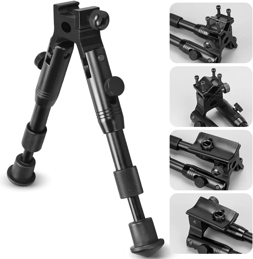 6''Spring Return Hunting Rifle Bipod with Ring Mount/Swivel Adapter/Barrel Mount