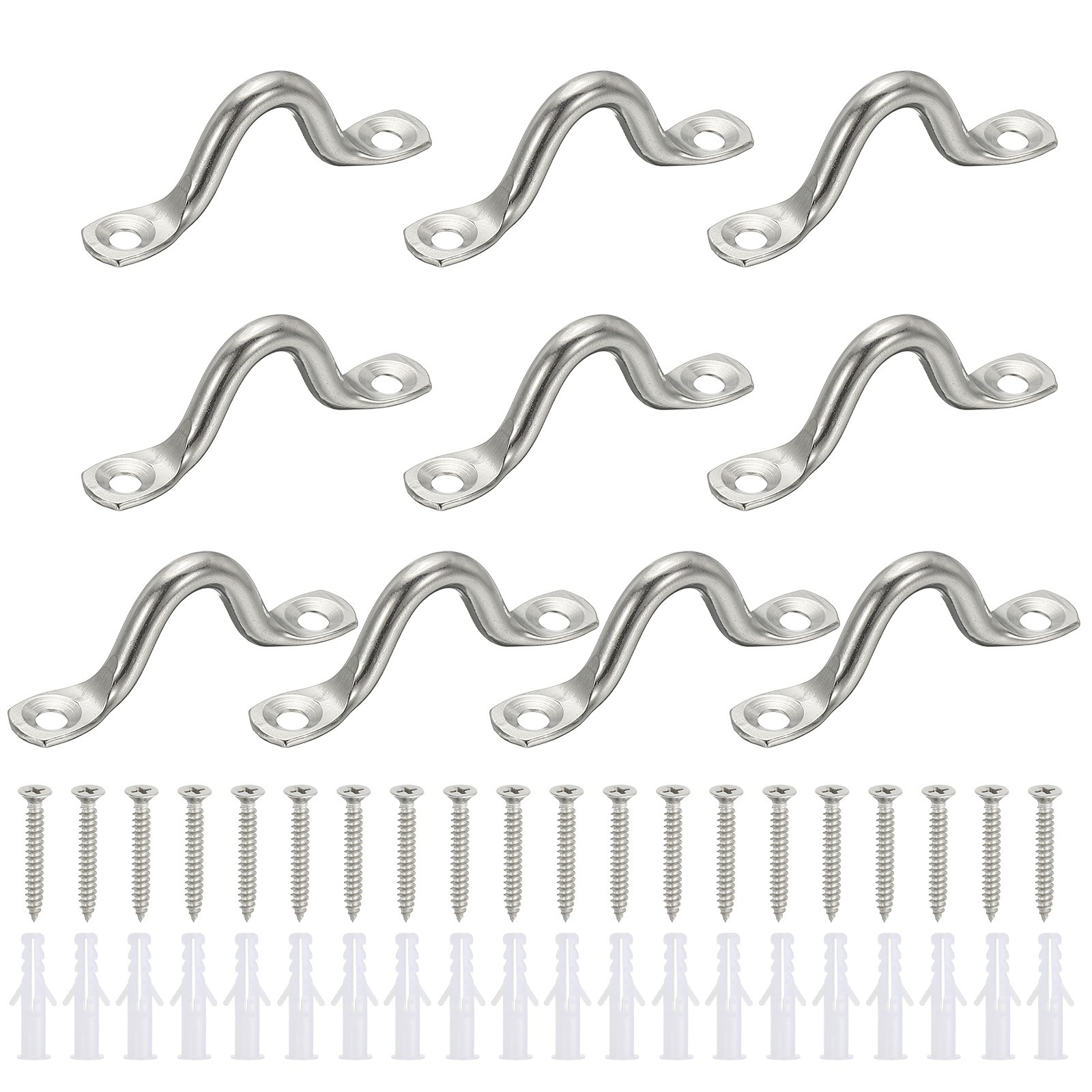 10Pcs Stainless Steel Ceiling Hooks, Pad Eyes Plate Silver
