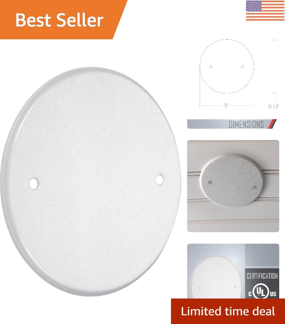 4-Inch Box Mount Round Blank Plate in White - Durable and Paintable