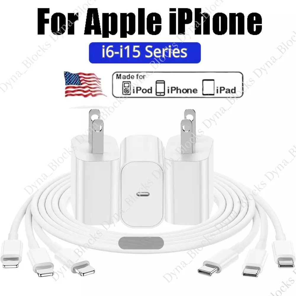 3Pack New 20W PD Fast Charger Cube USB C Cable For iPhone 15 14 13 12 11 Pro Max