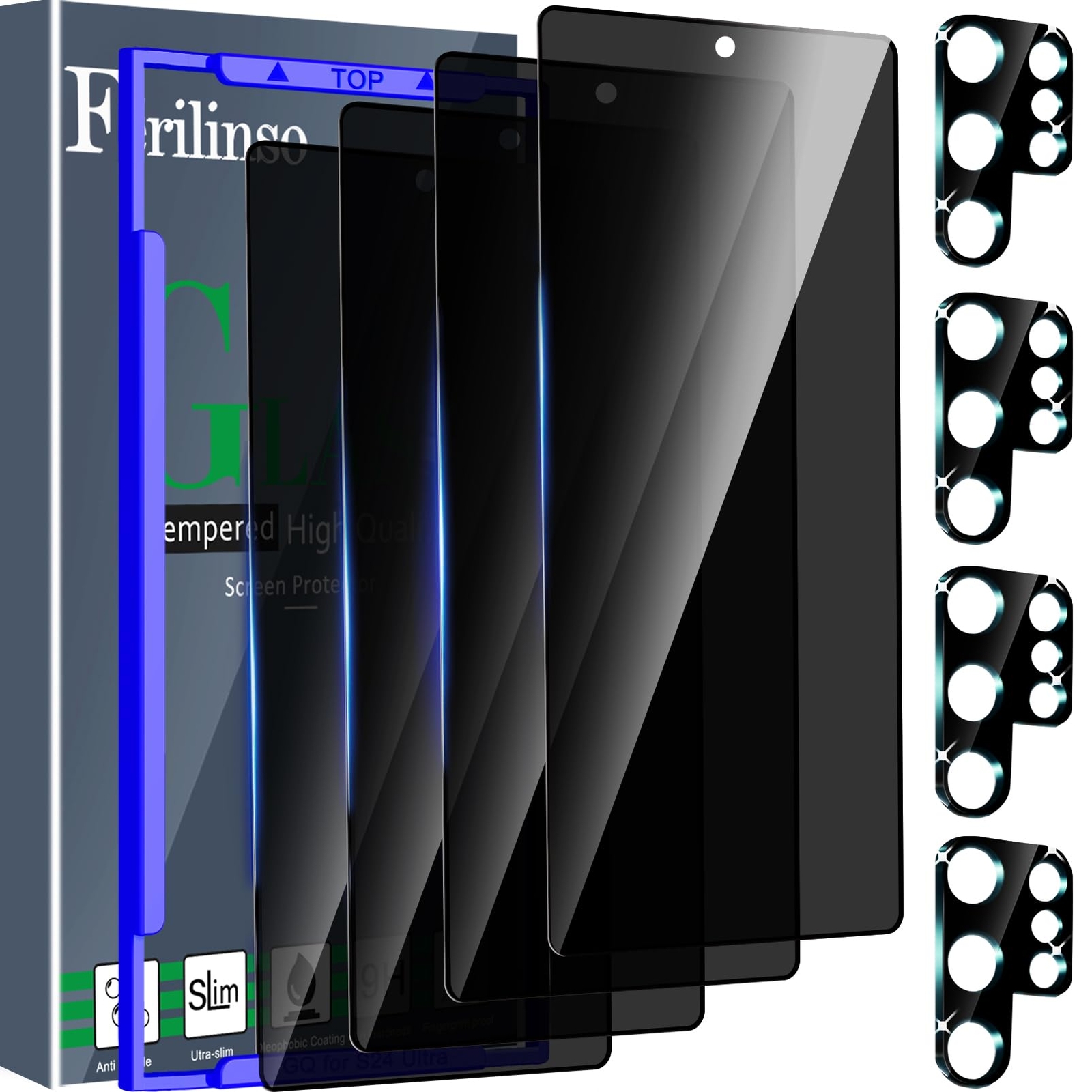 4 Protector de Pantalla Vidrio Templado Privacidad Para Samsung Galaxy S24 ULTRA