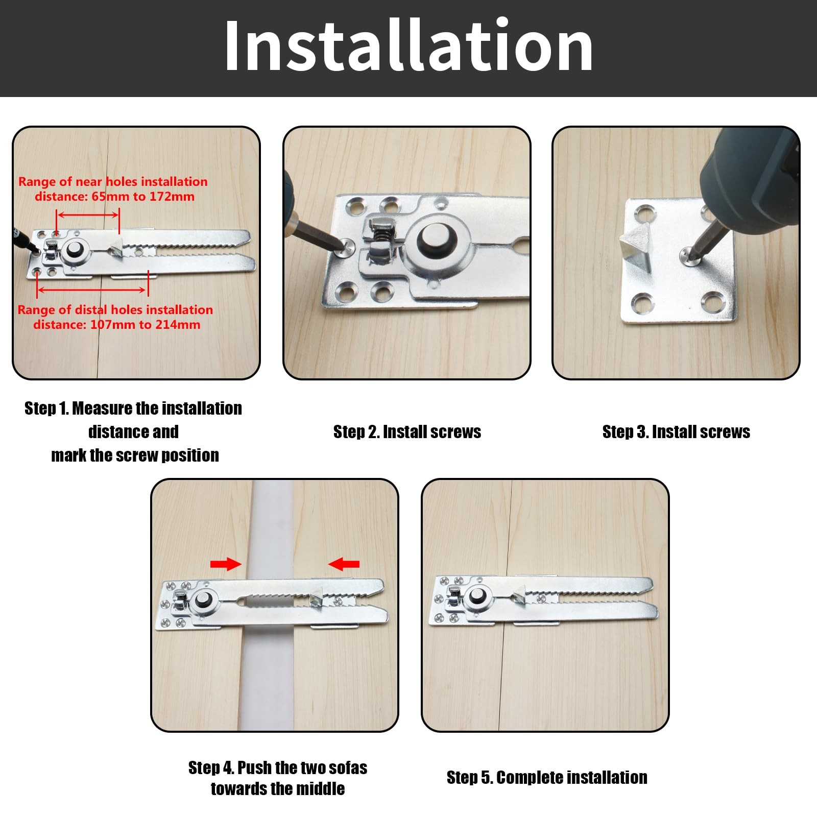2 Pack Sectional Couch Connector 220mm Heavy Duty Sofa Clamps Bracket
