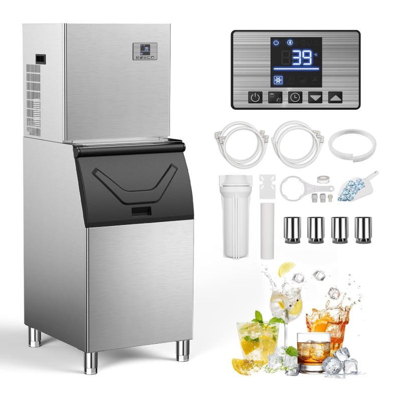 Commercial Ice Maker Machine 650Lbs/24H 400Lbs ice Storage Ice Thicknesses Adjus