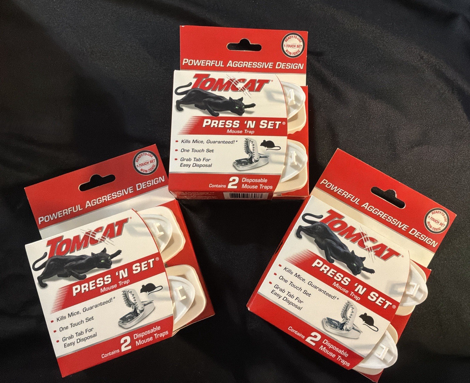 Tomcat Press 'N Set Disposable Mouse Traps Lot of 3 Boxes =  6 Traps